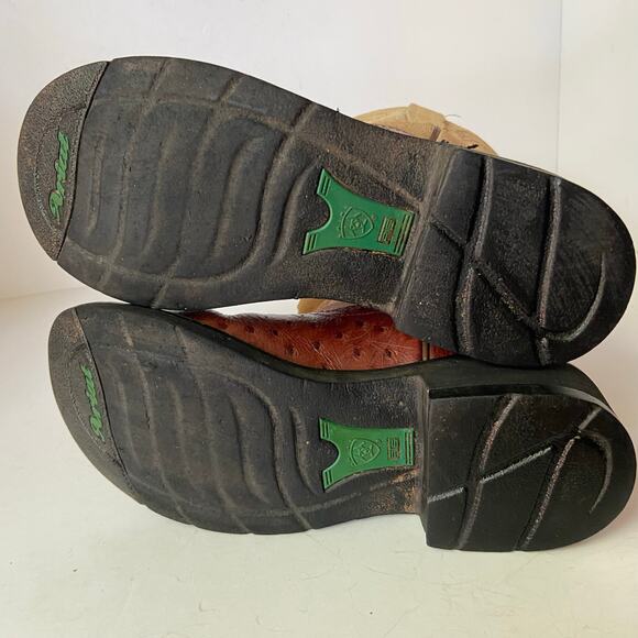 Ariat Fatbaby Brown Suede Embossed Ostrich Cowboy Boots Size 6B - Picture 10 of 15